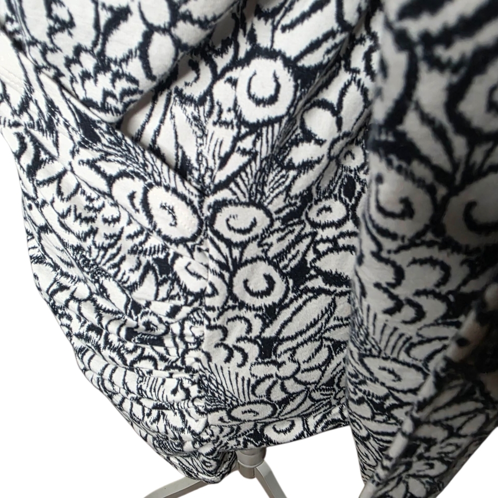 Lands' End Women Black and White Patterned 3/4 Sleeves Top Size S - Picture 6 of 8
